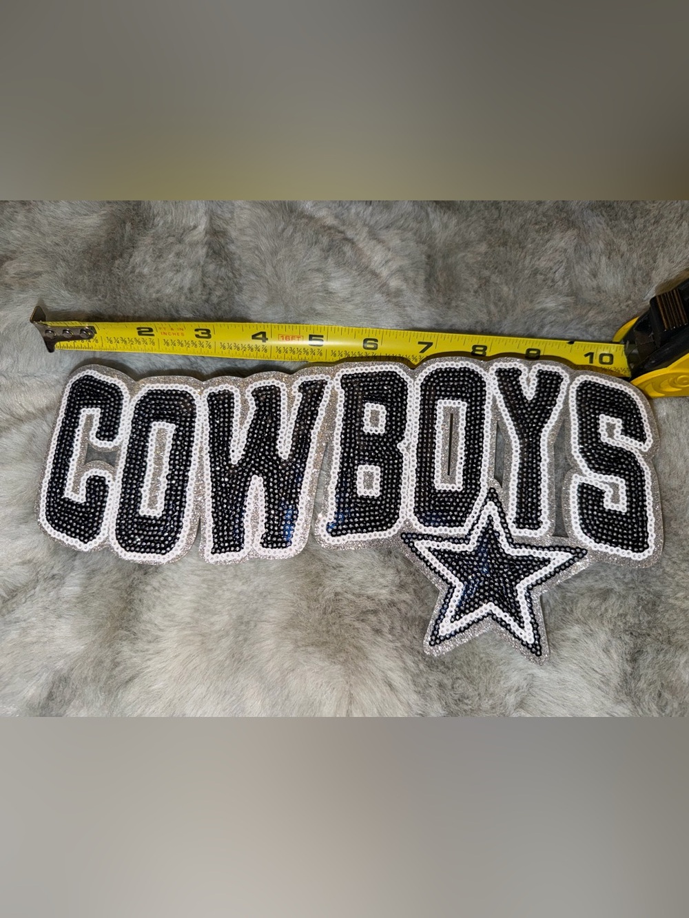 Large Embellished NFL Dallas Cowboys Sequin Patch with Star Accent 10”x5”